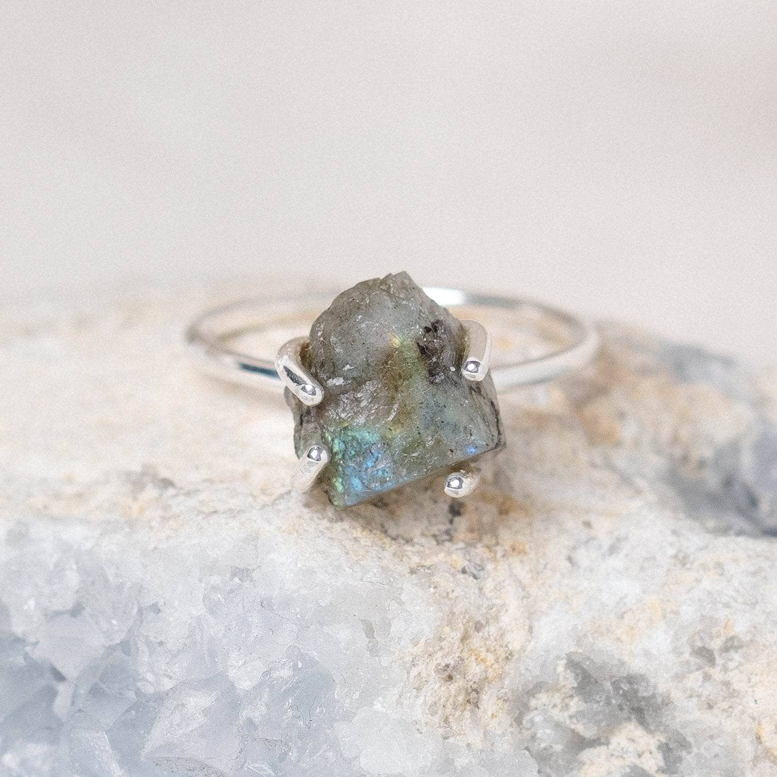 Studio-Session-6201 Labradorite Raw Freeform Gold or Silver Ring - Image 3