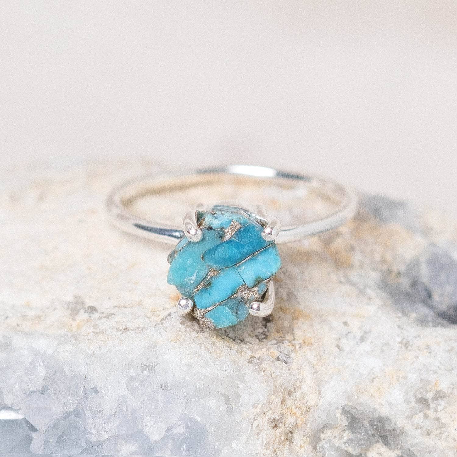 Studio-Session-6218 Natural Turquoise Raw Freeform Gold or Silver Ring - Image 8