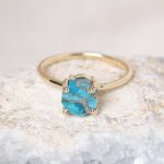 Natural Turquoise Raw Freeform Gold or Silver Ring - Image 3
