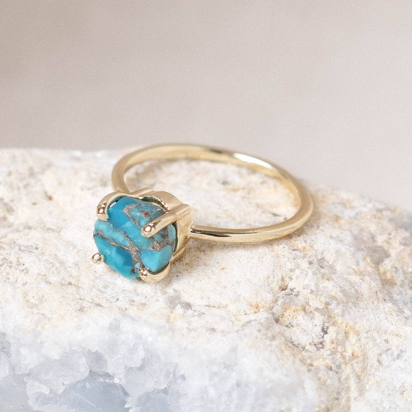 Studio-Session-6231 Natural Turquoise Raw Freeform Gold or Silver Ring - Image 4