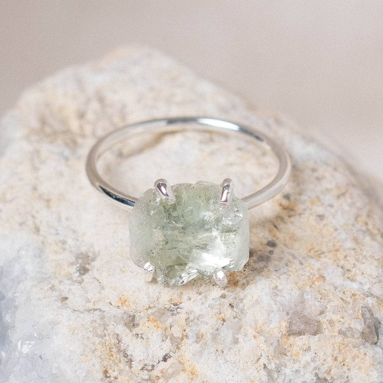 Studio-Session-6241 Green Amethyst Raw Freeform Gold or Silver Ring - Image 7