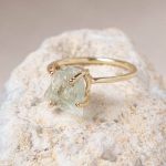 Green Amethyst Raw Freeform Gold or Silver Ring - Image 3
