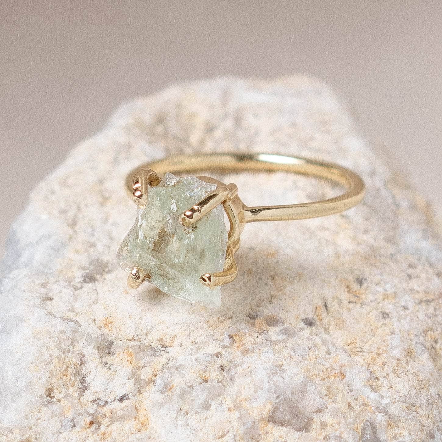 Studio-Session-6252 Green Amethyst Raw Freeform Gold or Silver Ring - Image 3
