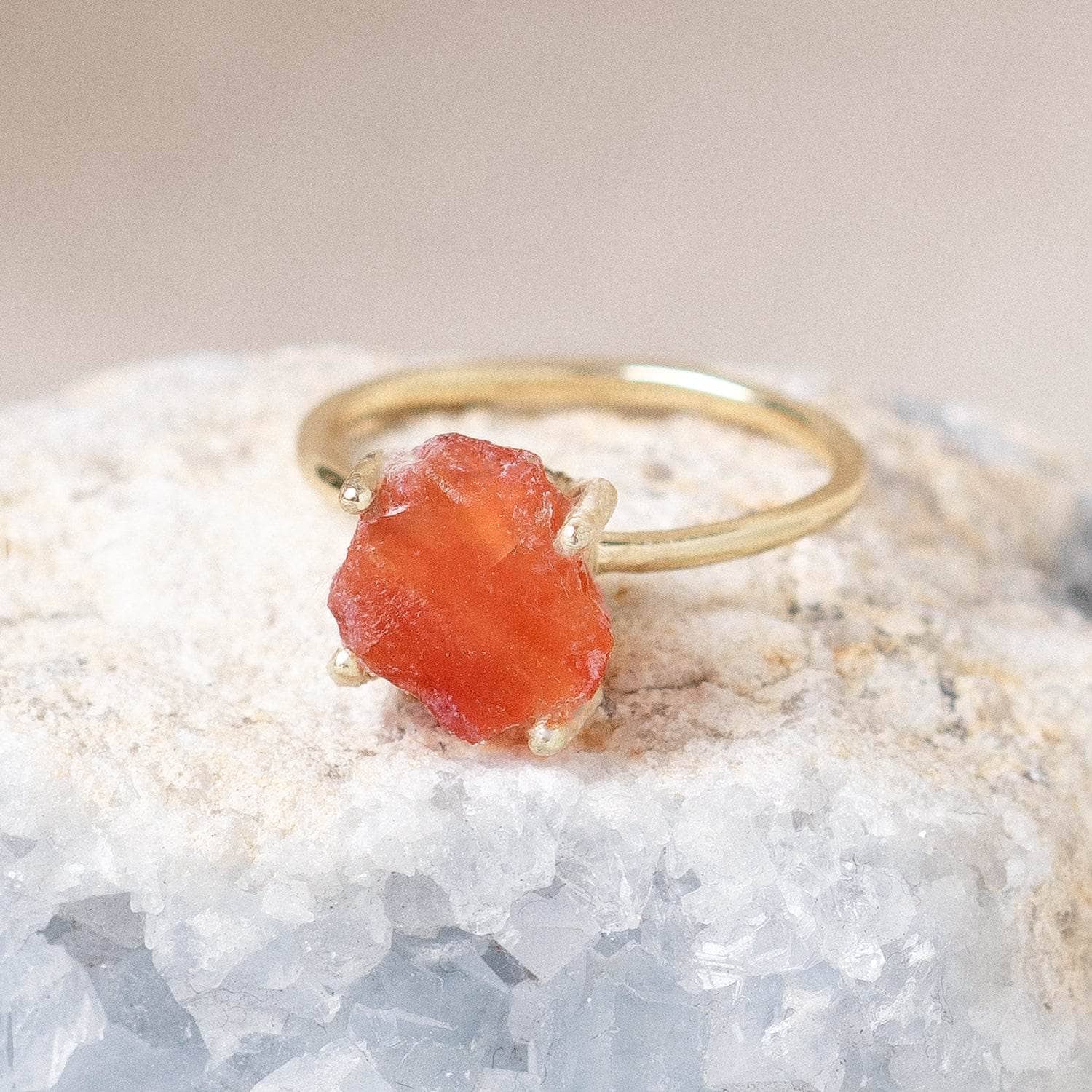 Studio-Session-6259 Carnelian Raw Freeform Gold or Silver Ring - Image 3