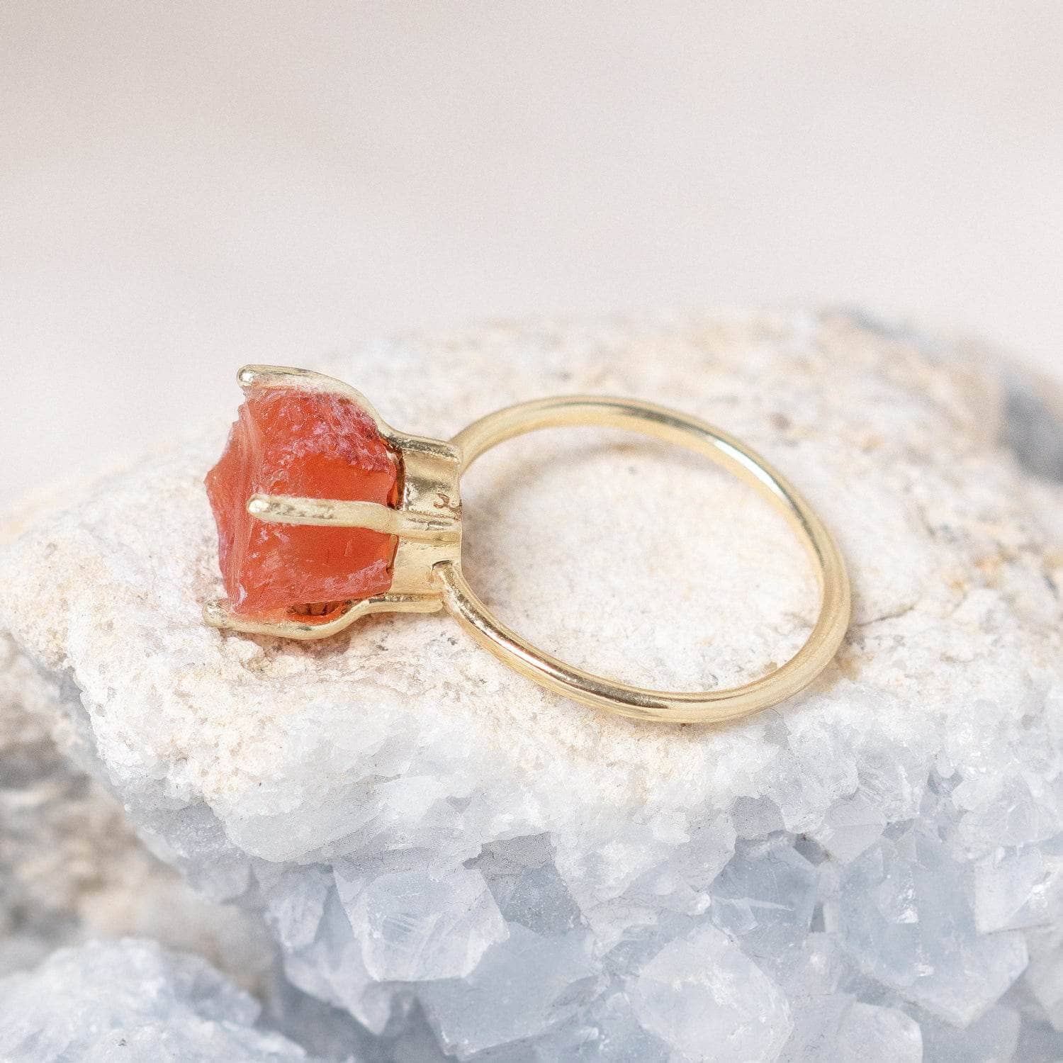 Studio-Session-6268 Carnelian Raw Freeform Gold or Silver Ring - Image 4