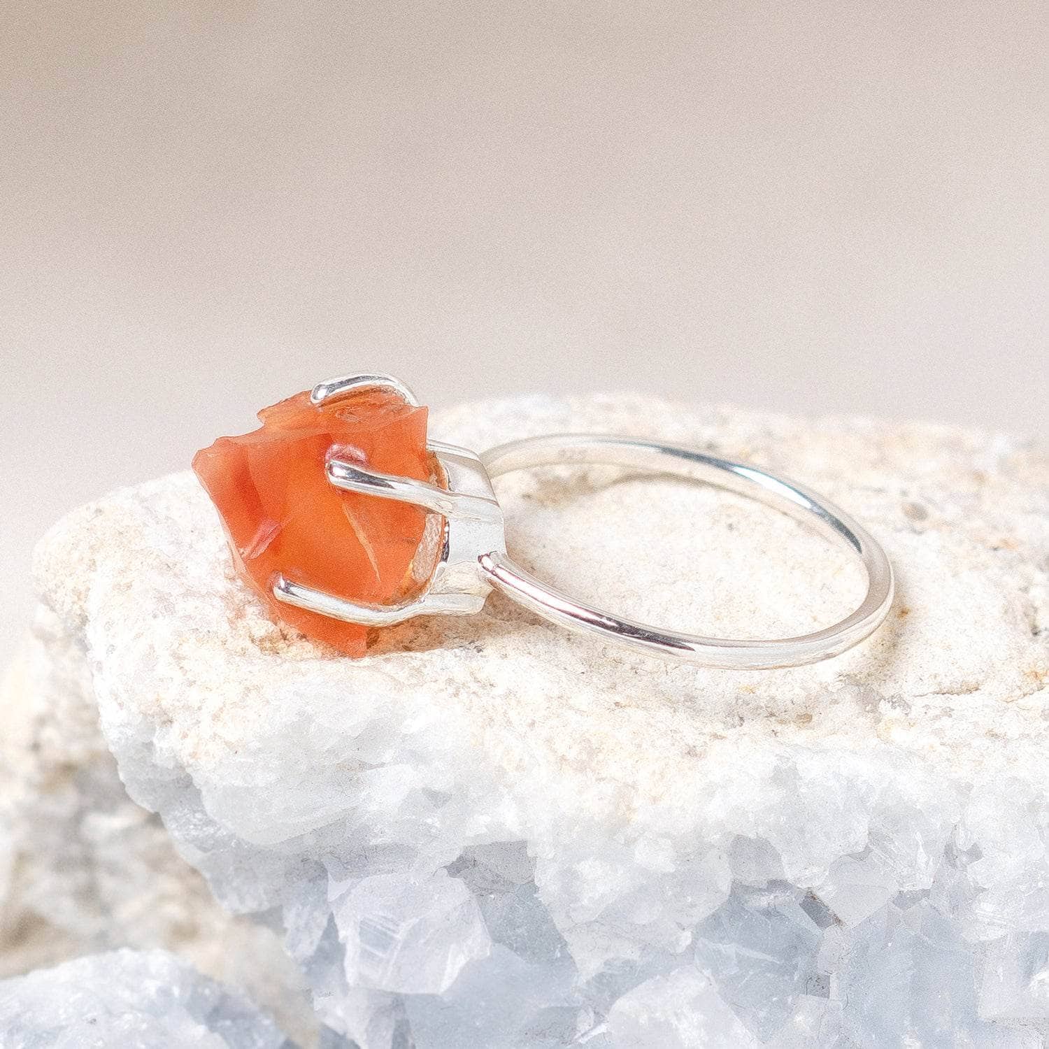 Studio-Session-6274 Carnelian Raw Freeform Gold or Silver Ring - Image 8