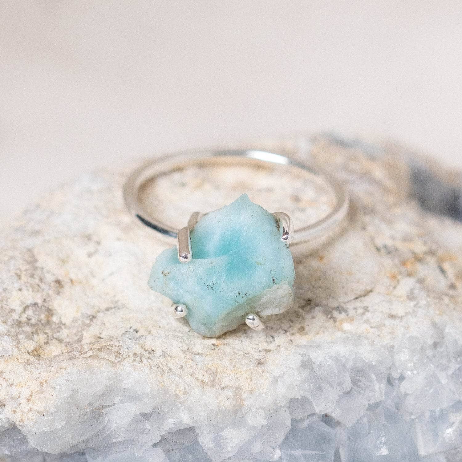 Studio-Session-6284 Rare Genuine Larimar Raw Freeform Gold or Silver Ring - Image 3