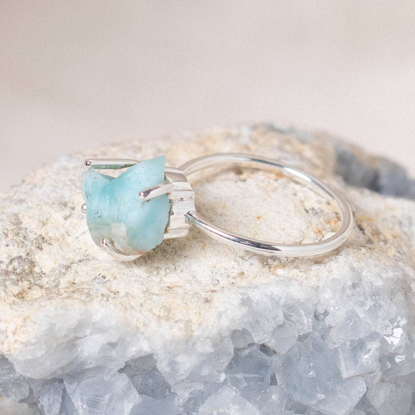 Studio-Session-6287 Rare Genuine Larimar Raw Freeform Gold or Silver Ring - Image 5