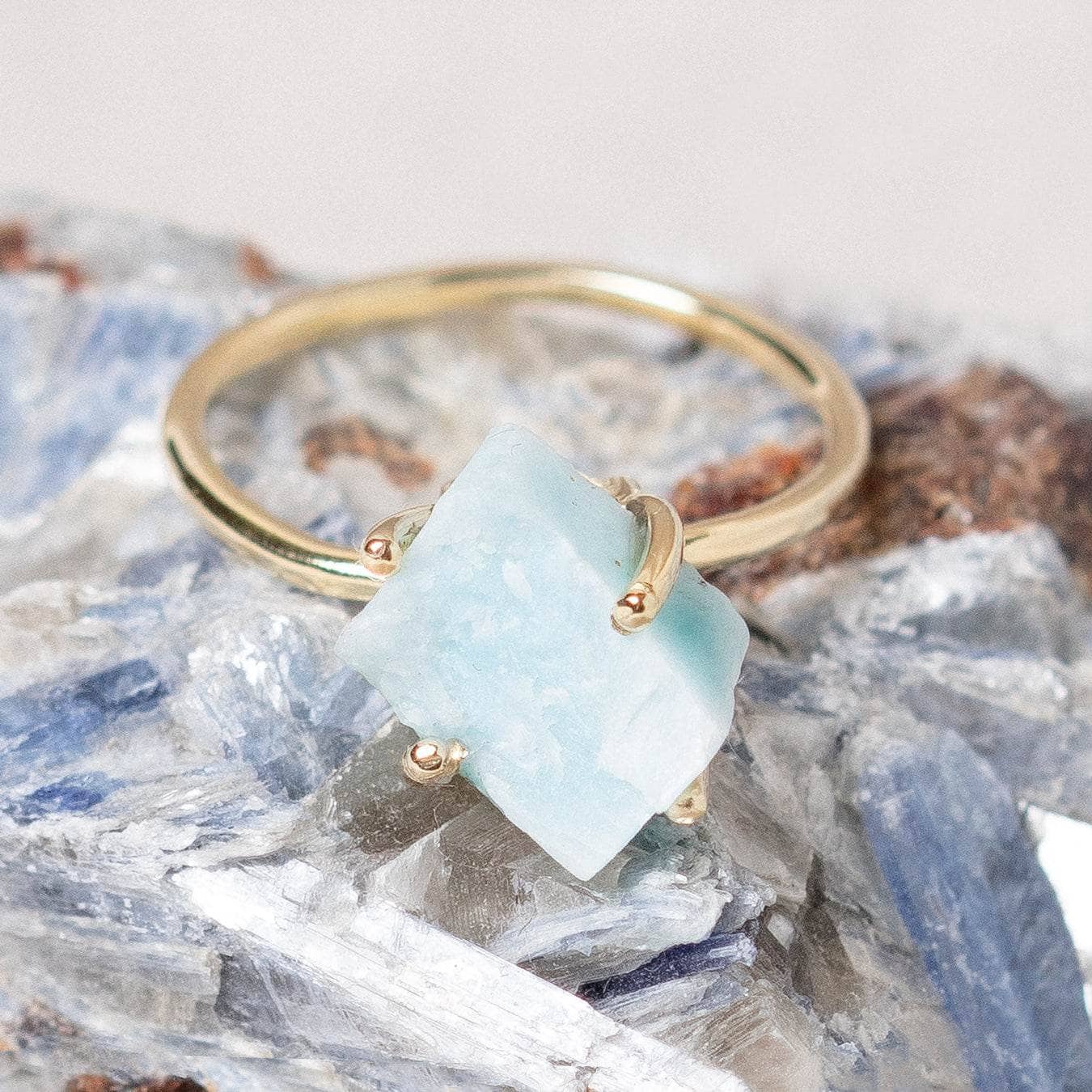 Studio-Session-6304 Rare Genuine Larimar Raw Freeform Gold or Silver Ring - Image 6