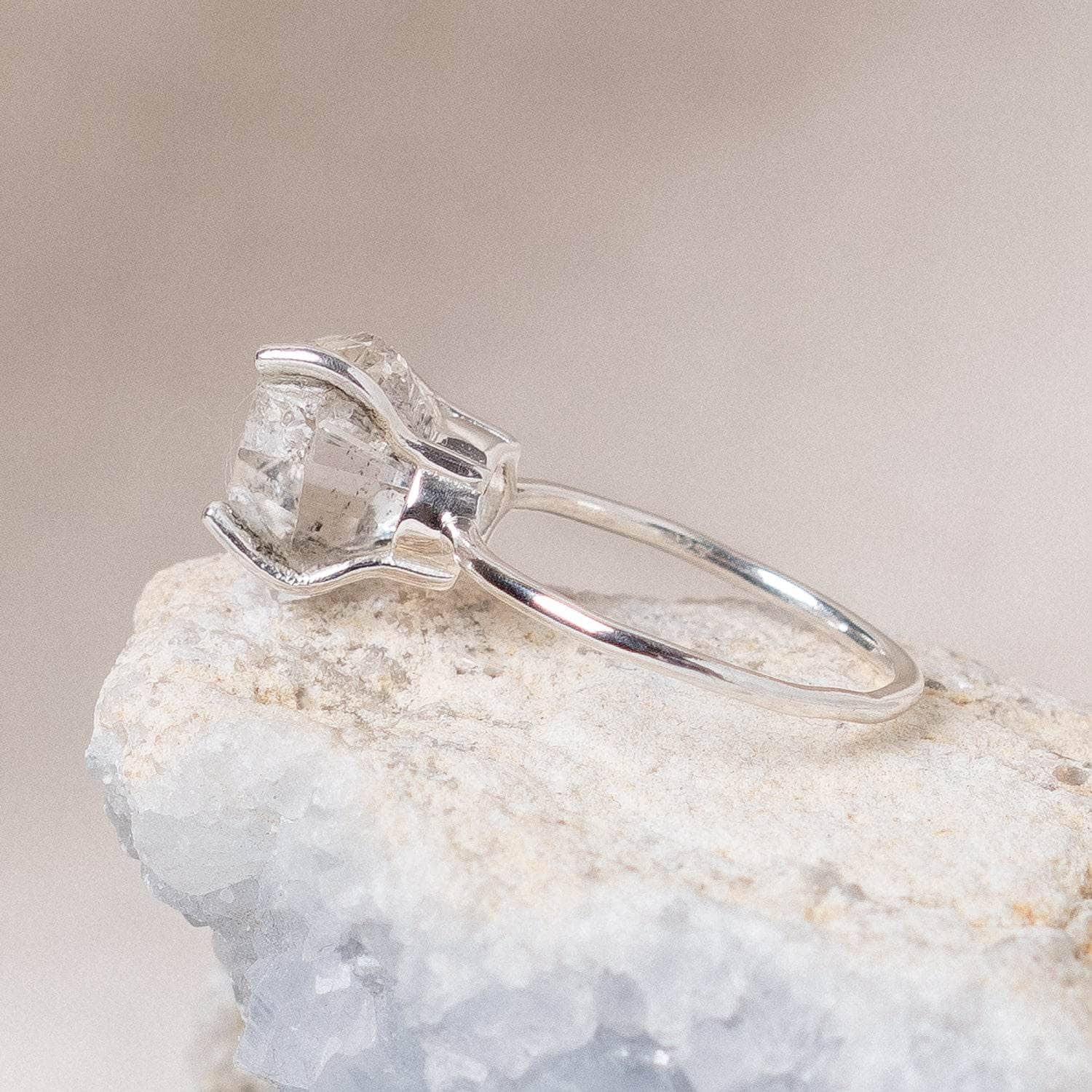 Studio-Session-6315 Clear Quartz Raw Freeform Gold or Silver Ring - Image 8