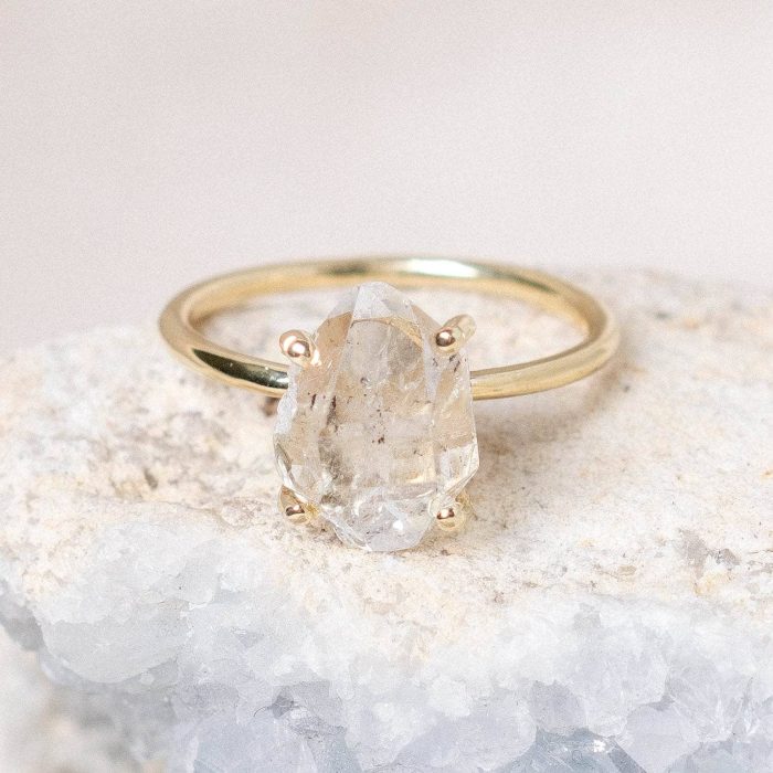 Clear Quartz Raw Freeform Gold or Silver Ring - Image 3
