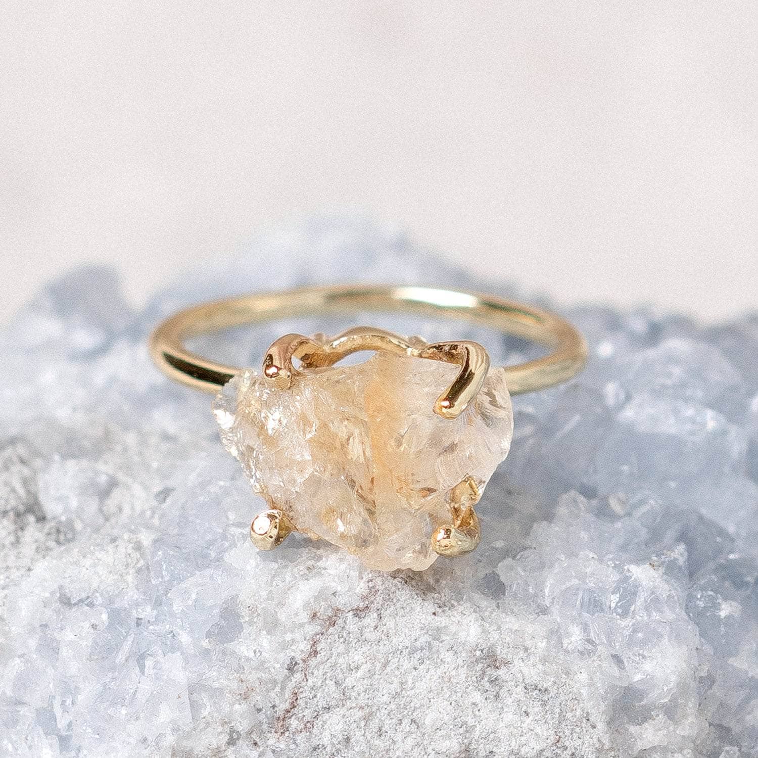 Studio-Session-6333 Citrine Raw Freeform Gold or Silver Ring - Image 3