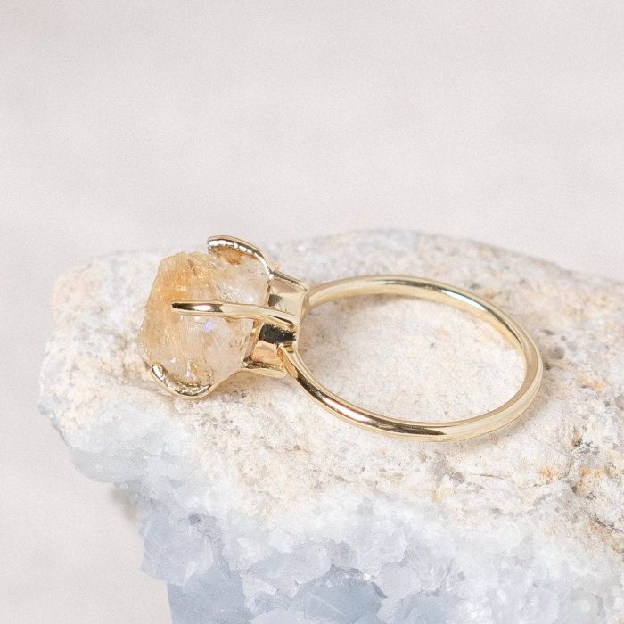 Citrine Raw Freeform Gold or Silver Ring - Image 4
