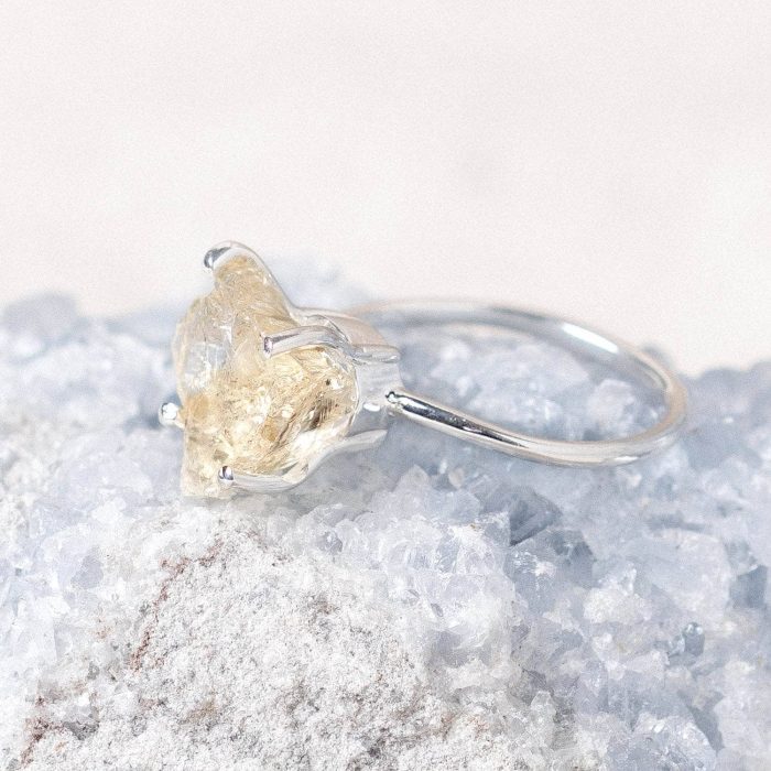 Citrine Raw Freeform Gold or Silver Ring - Image 7