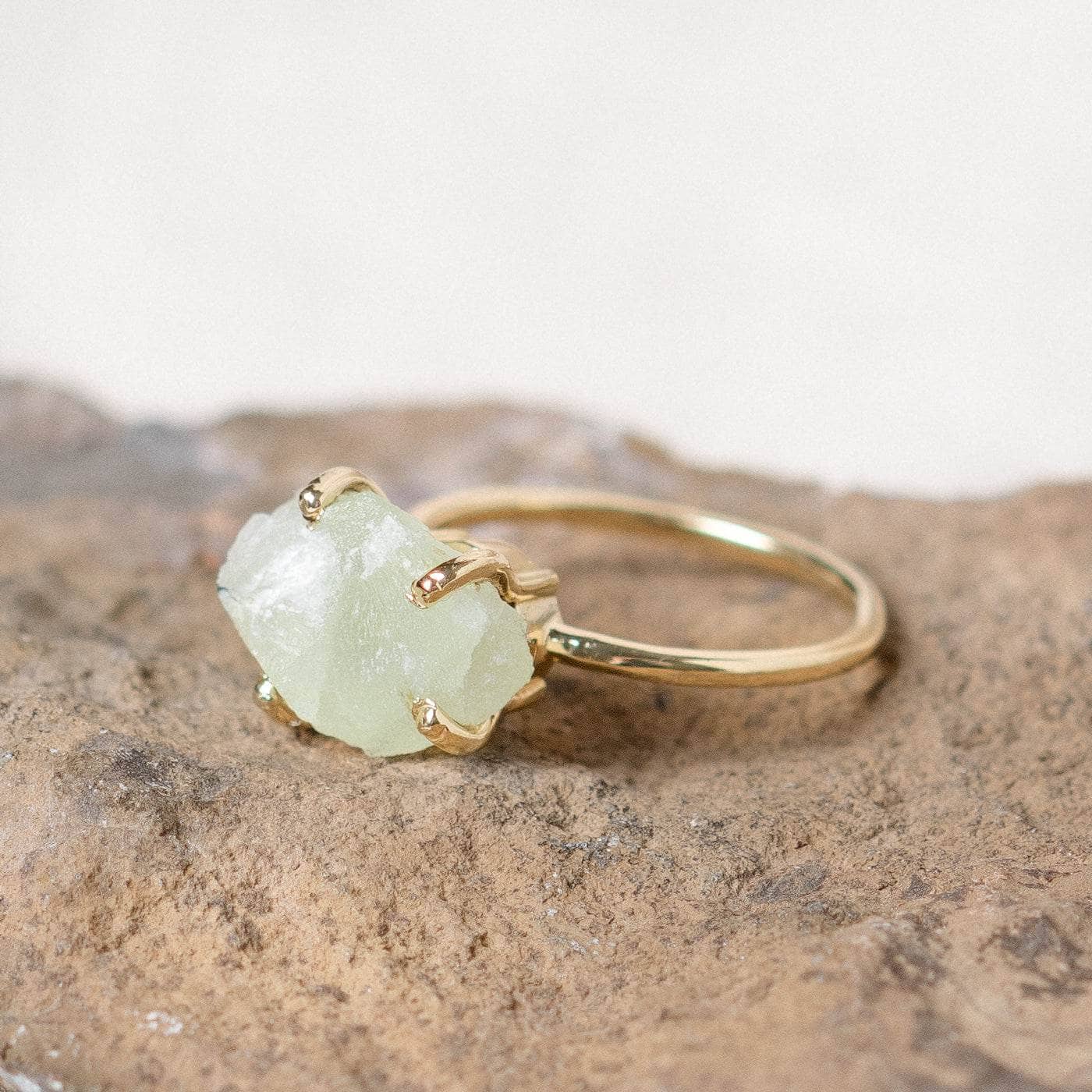 Studio-Session-6367 Prehnite Raw Freeform Gold or Silver Ring - Image 4