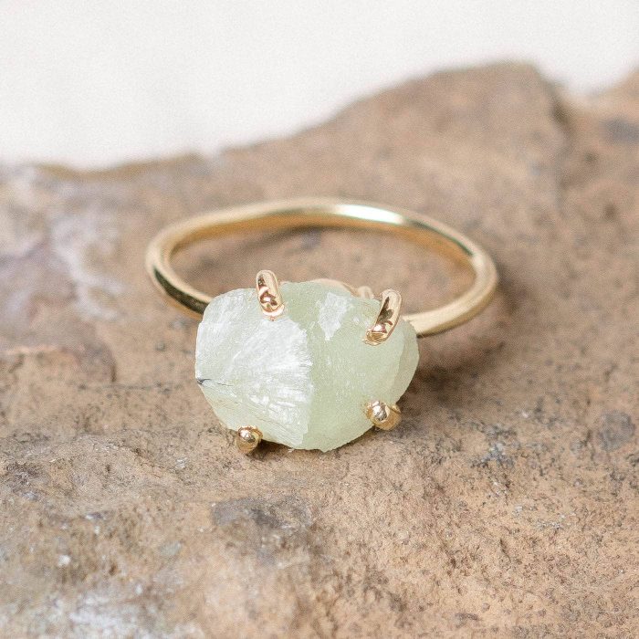 Prehnite Raw Freeform Gold or Silver Ring - Image 3