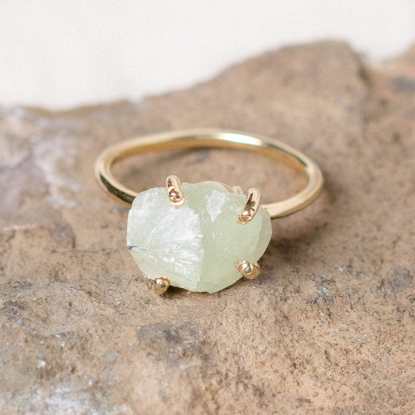 Studio-Session-6368 Prehnite Raw Freeform Gold or Silver Ring - Image 3