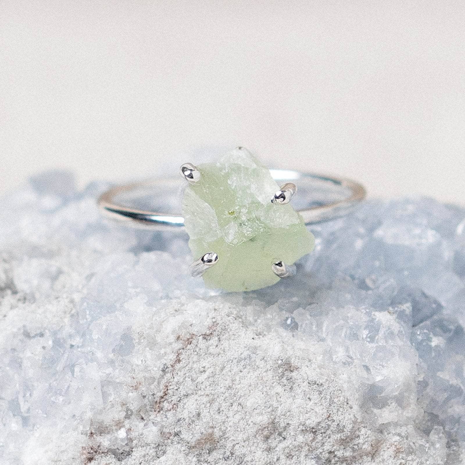 Studio-Session-6379 Prehnite Raw Freeform Gold or Silver Ring - Image 7