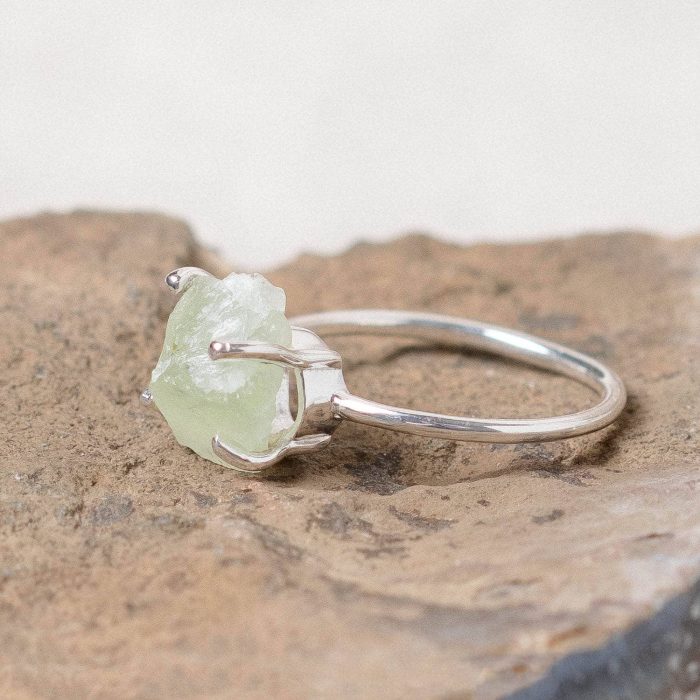 Prehnite Raw Freeform Gold or Silver Ring - Image 9