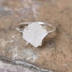 Rainbow Moonstone Raw Freeform Gold or Silver Ring - Image 4