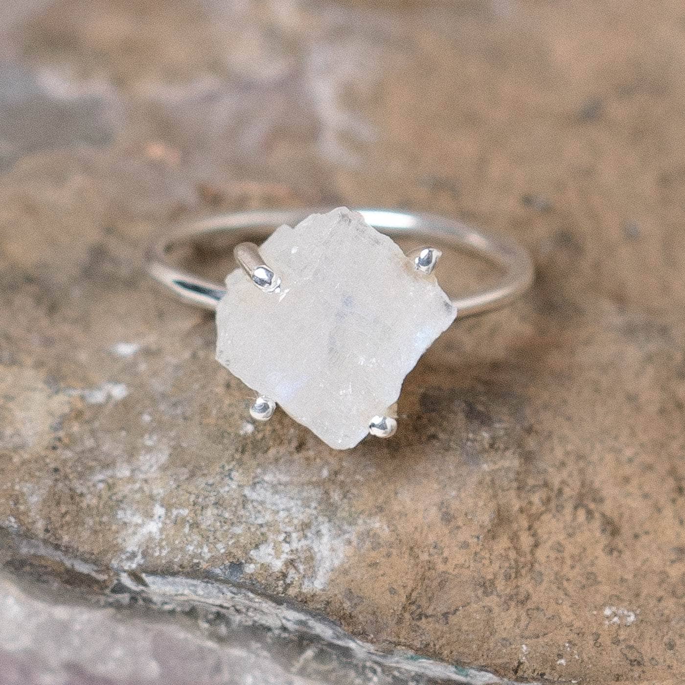 Studio-Session-6396 Rainbow Moonstone Raw Freeform Gold or Silver Ring - Image 4