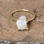 Rainbow Moonstone Raw Freeform Gold or Silver Ring - Image 9