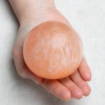 Peach Selenite Sphere with Tripod - Image 4
