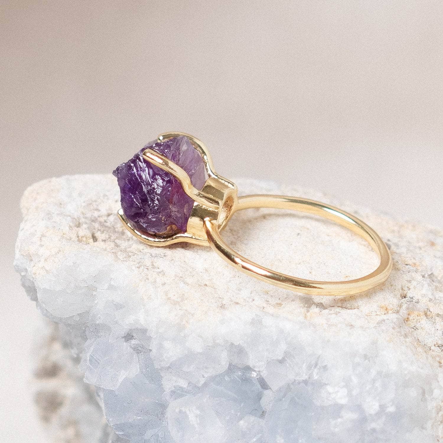 Studio-Session-6430 Amethyst Raw Freeform Gold or Silver Ring - Image 3