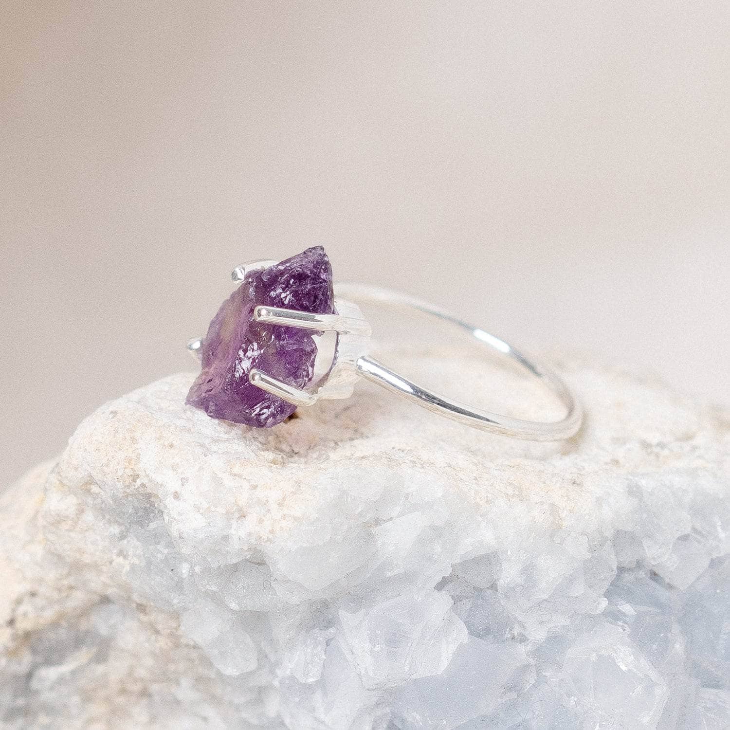 Studio-Session-6447 Amethyst Raw Freeform Gold or Silver Ring - Image 9