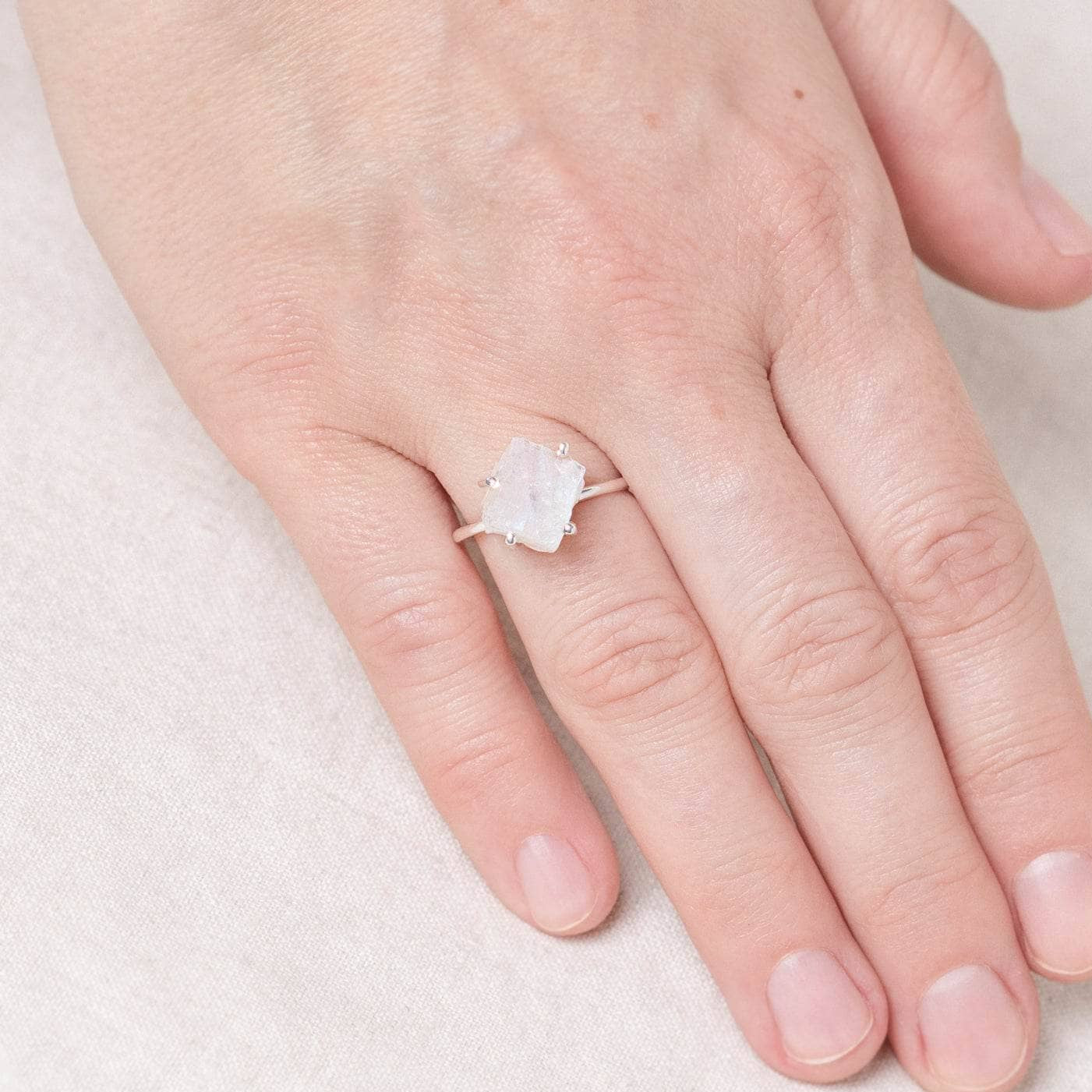 Studio-Session-6468 Rainbow Moonstone Raw Freeform Gold or Silver Ring - Image 2