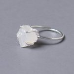 Rainbow Moonstone Raw Freeform Gold or Silver Ring - Image 5