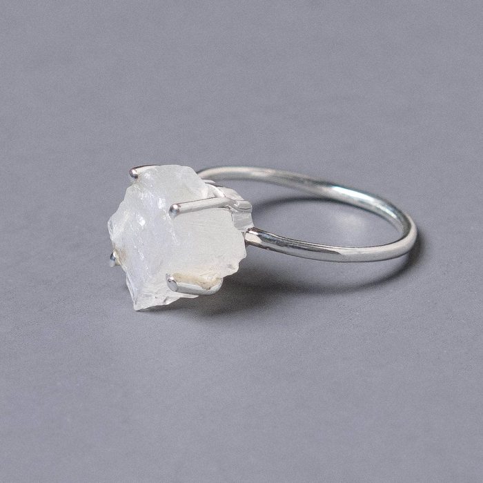 Rainbow Moonstone Raw Freeform Gold or Silver Ring - Image 5