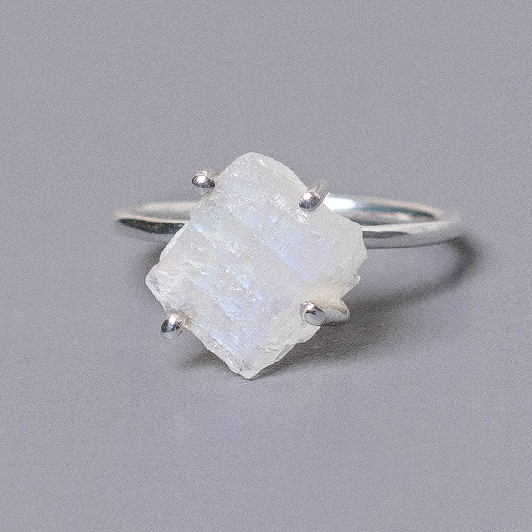 Studio-Session-6634 Rainbow Moonstone Raw Freeform Gold or Silver Ring - Image 1