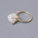 Rainbow Moonstone Raw Freeform Gold or Silver Ring - Image 11