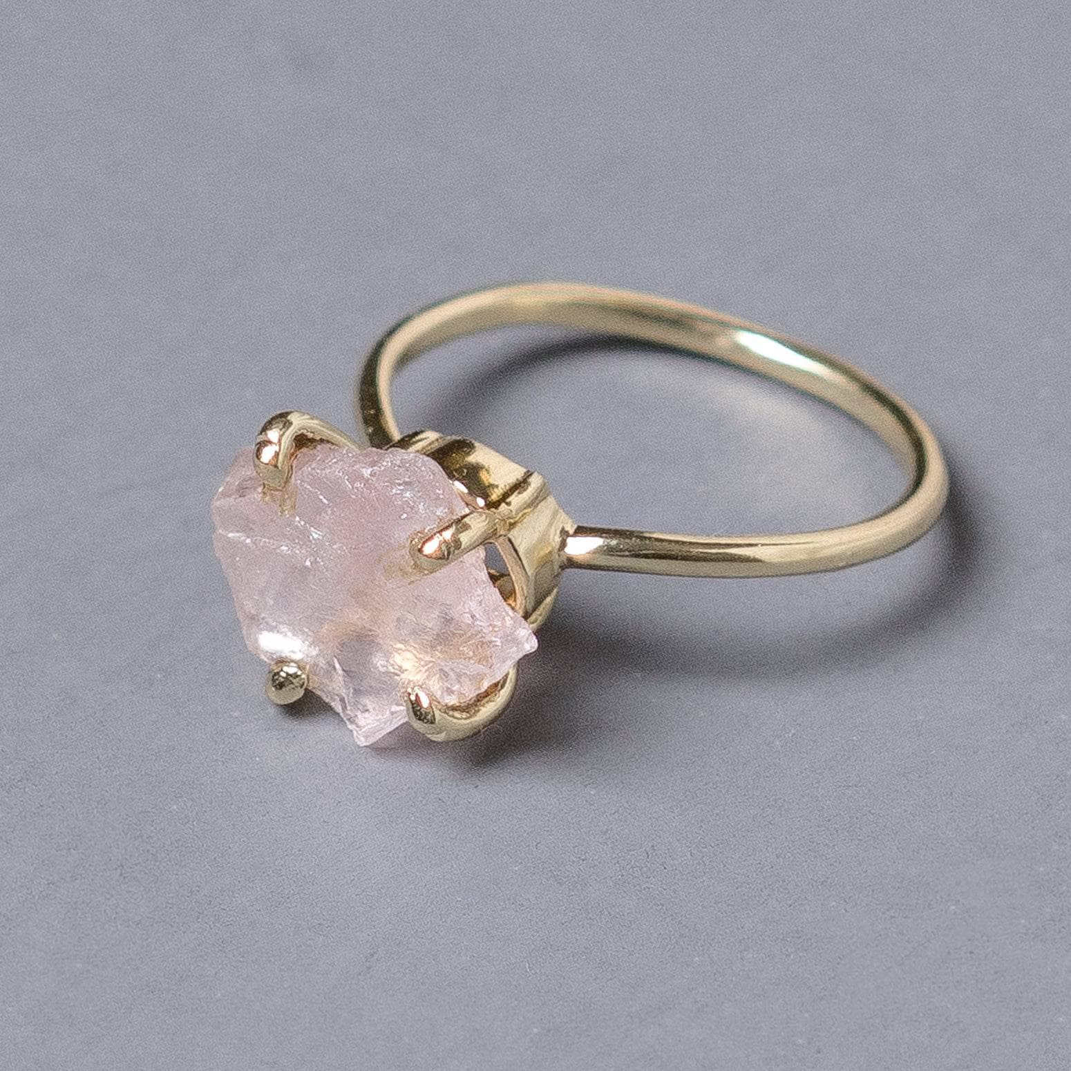 Studio-Session-6647 Rose Quartz Raw Freeform Gold or Silver Ring - Image 5
