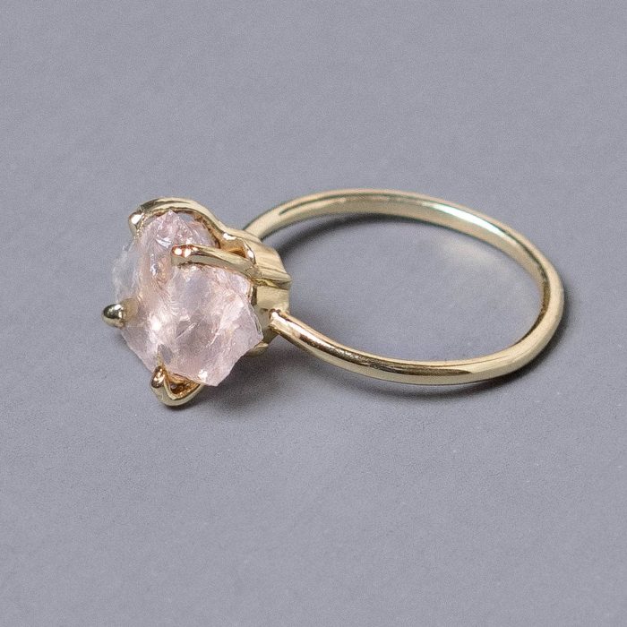 Rose Quartz Raw Freeform Gold or Silver Ring - Image 6