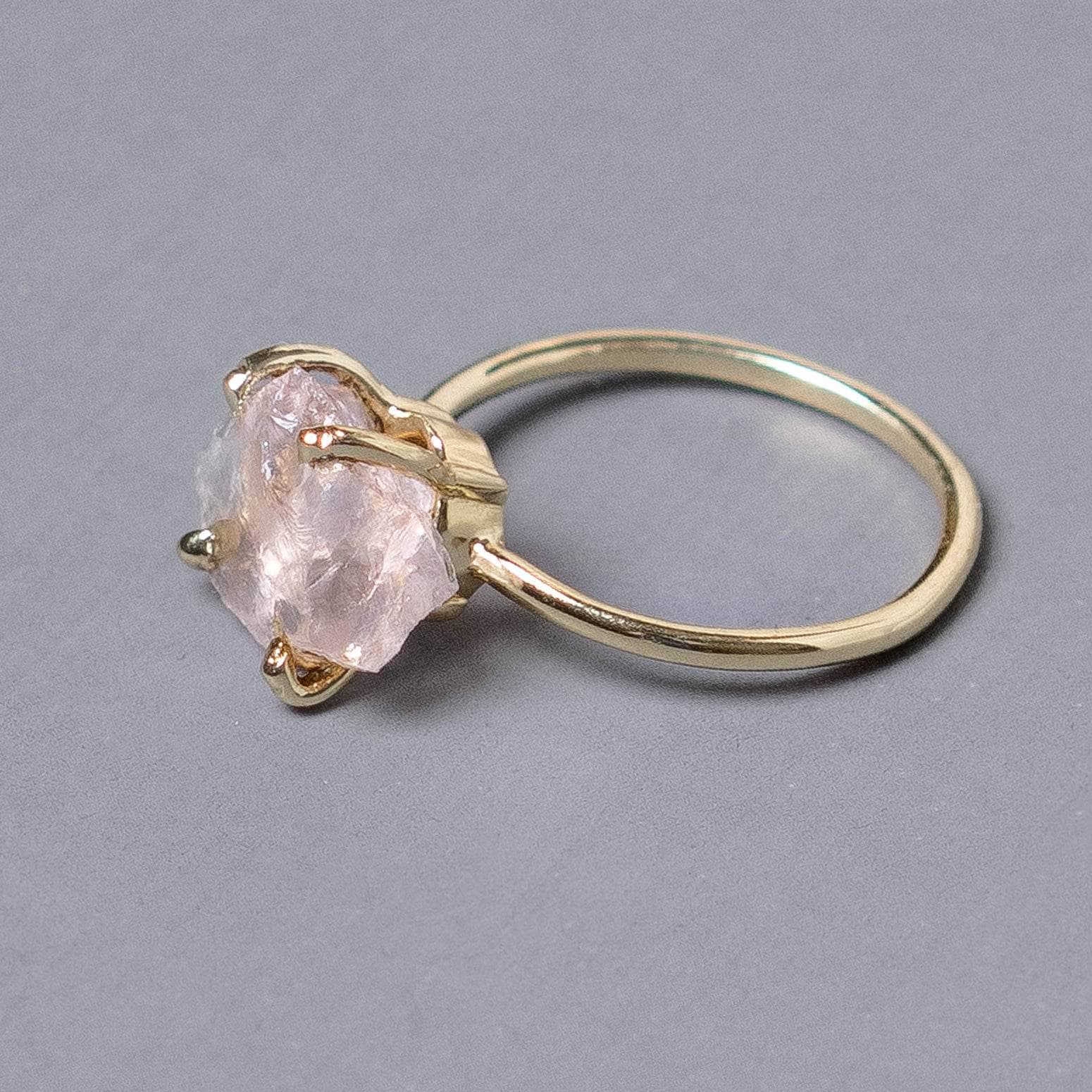 Studio-Session-6651 Rose Quartz Raw Freeform Gold or Silver Ring - Image 6