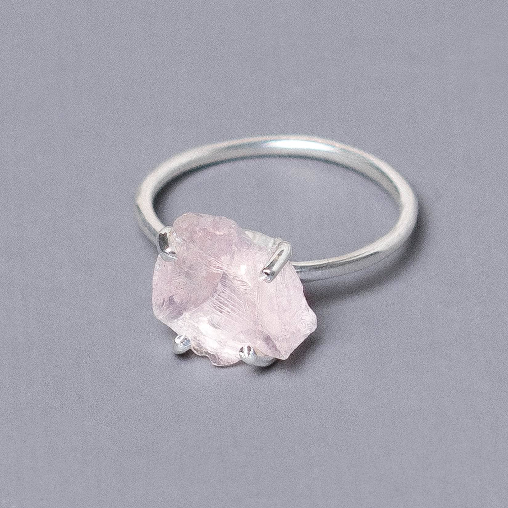 Studio-Session-6656 Rose Quartz Raw Freeform Gold or Silver Ring - Image 11