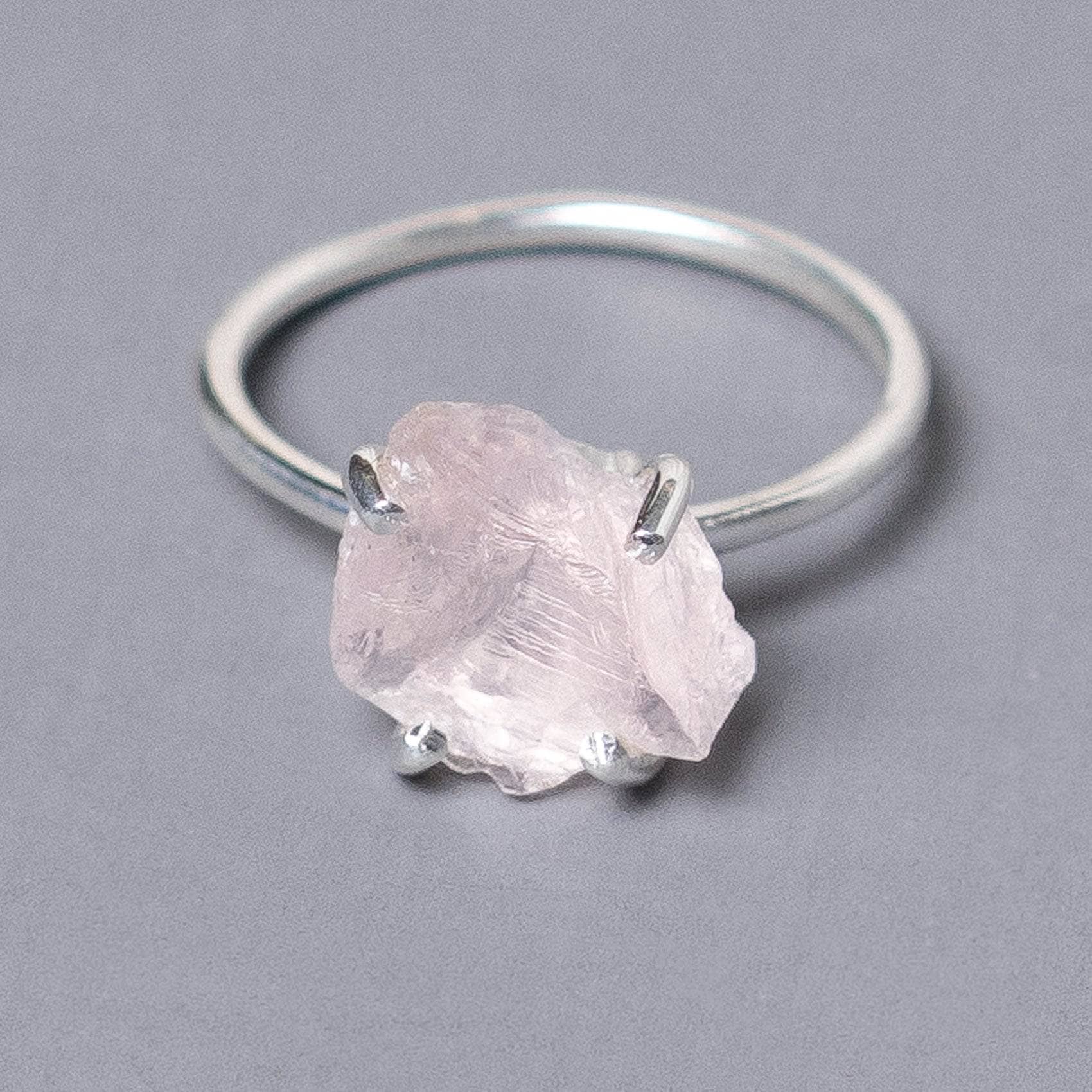 Studio-Session-6657 Rose Quartz Raw Freeform Gold or Silver Ring - Image 7