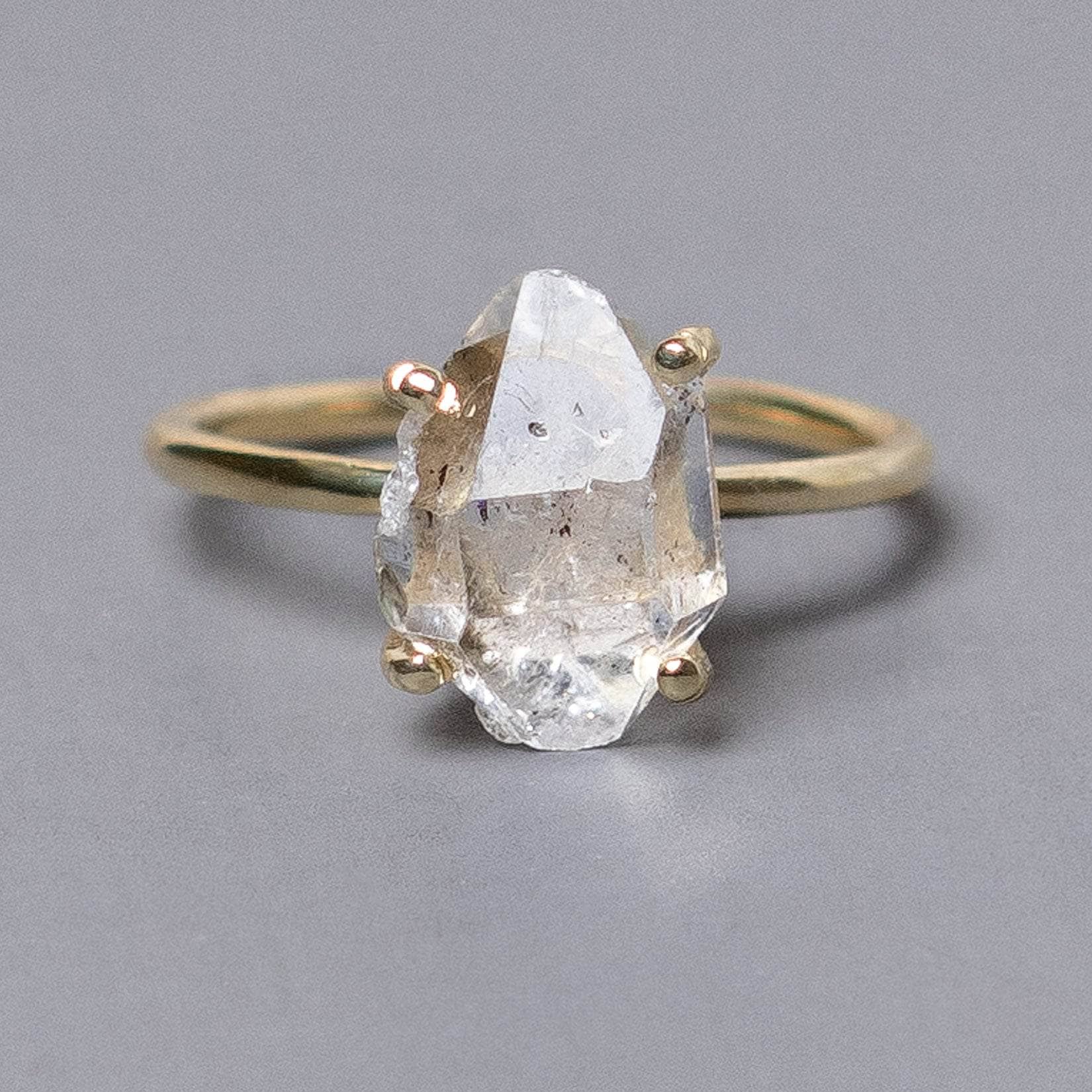 Studio-Session-6677 Clear Quartz Raw Freeform Gold or Silver Ring - Image 1
