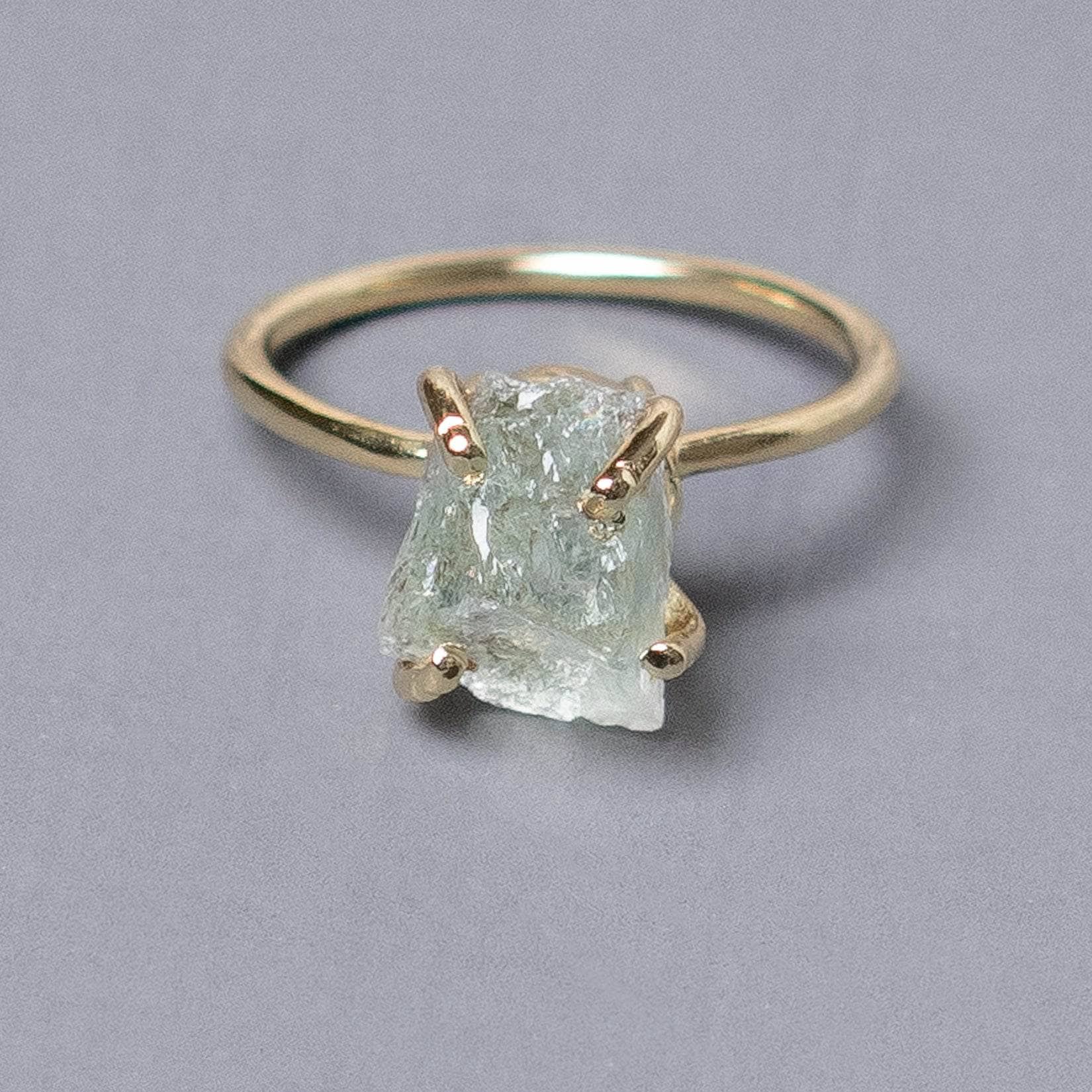 Studio-Session-6703 Green Amethyst Raw Freeform Gold or Silver Ring - Image 1