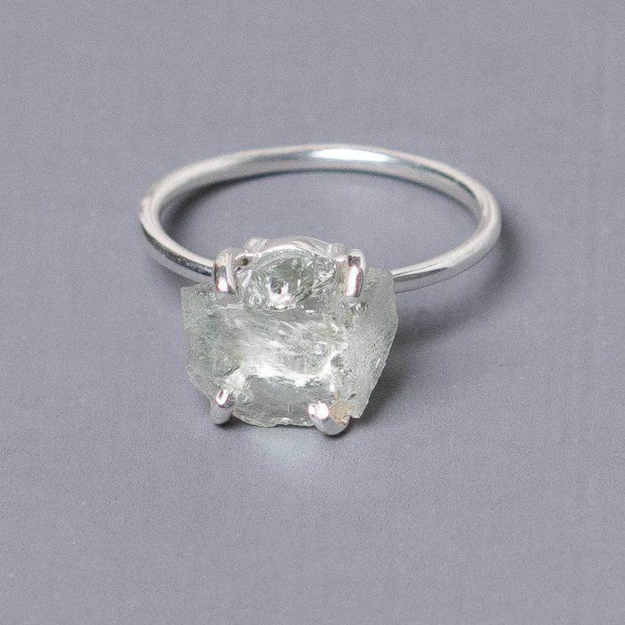 Green Amethyst Raw Freeform Gold or Silver Ring - Image 5