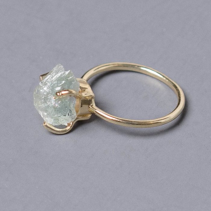 Green Amethyst Raw Freeform Gold or Silver Ring - Image 4