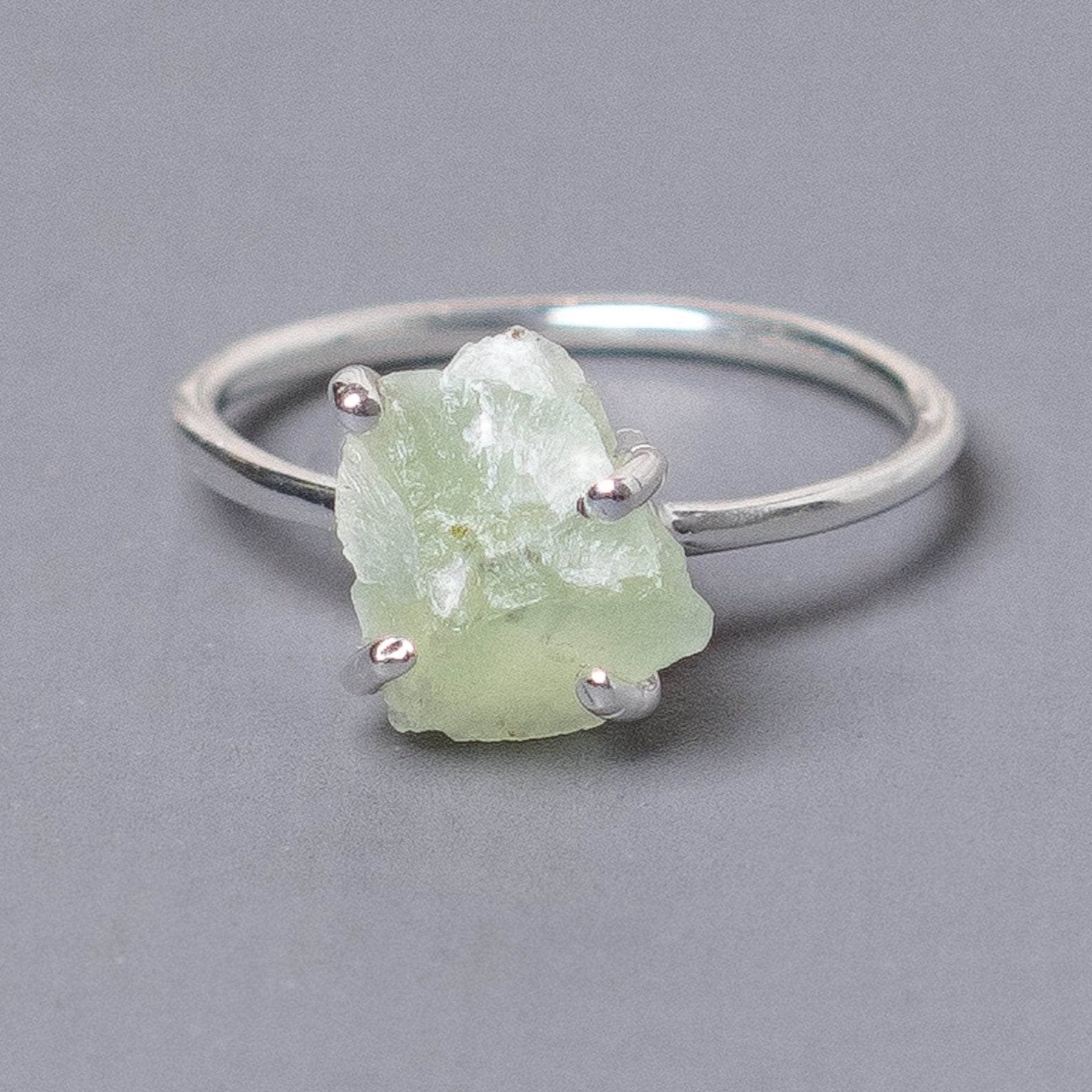 Studio-Session-6718 Prehnite Raw Freeform Gold or Silver Ring - Image 5