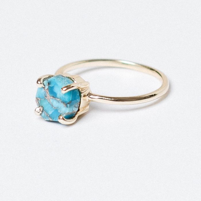 Natural Turquoise Raw Freeform Gold or Silver Ring - Image 5