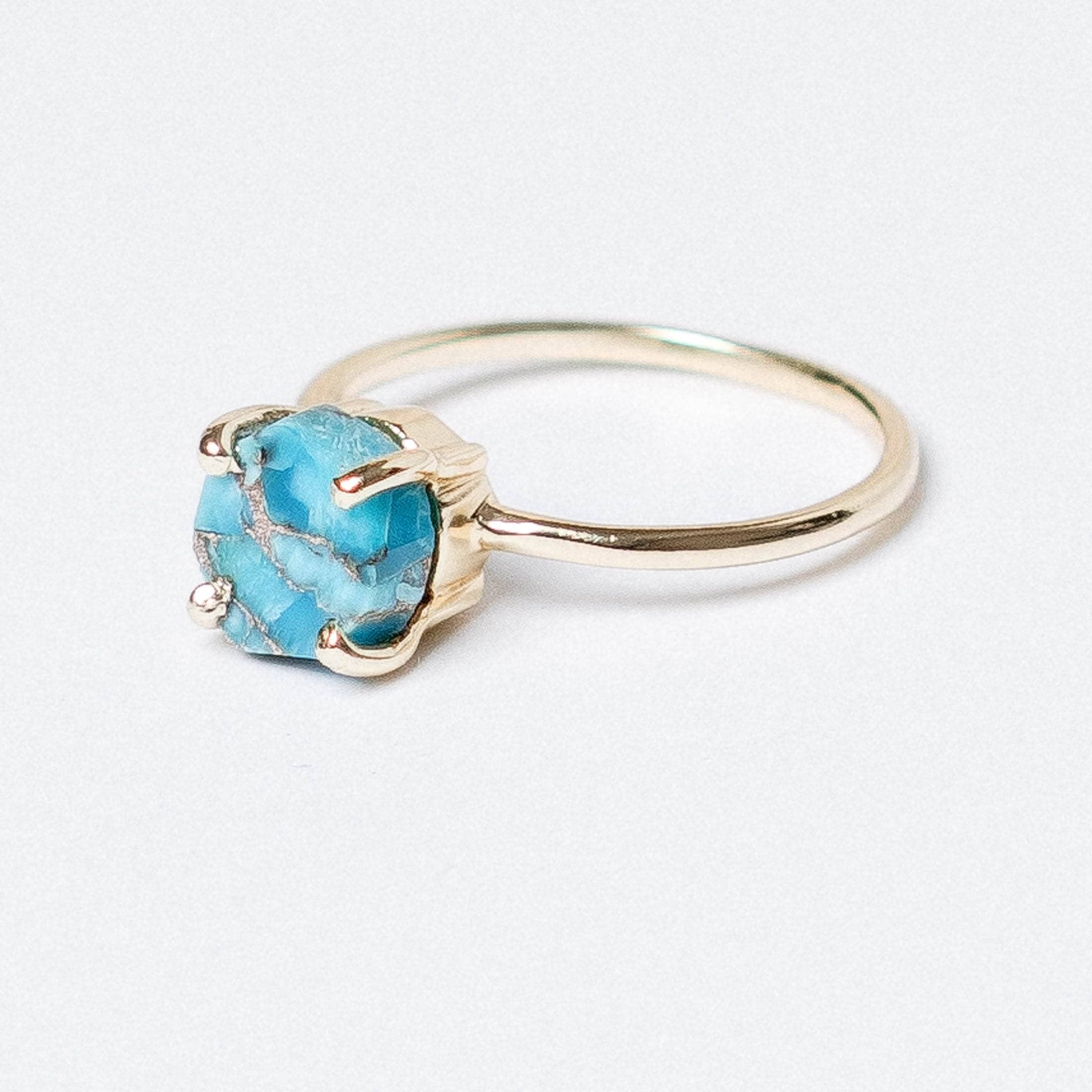 Studio-Session-6776 Natural Turquoise Raw Freeform Gold or Silver Ring - Image 5