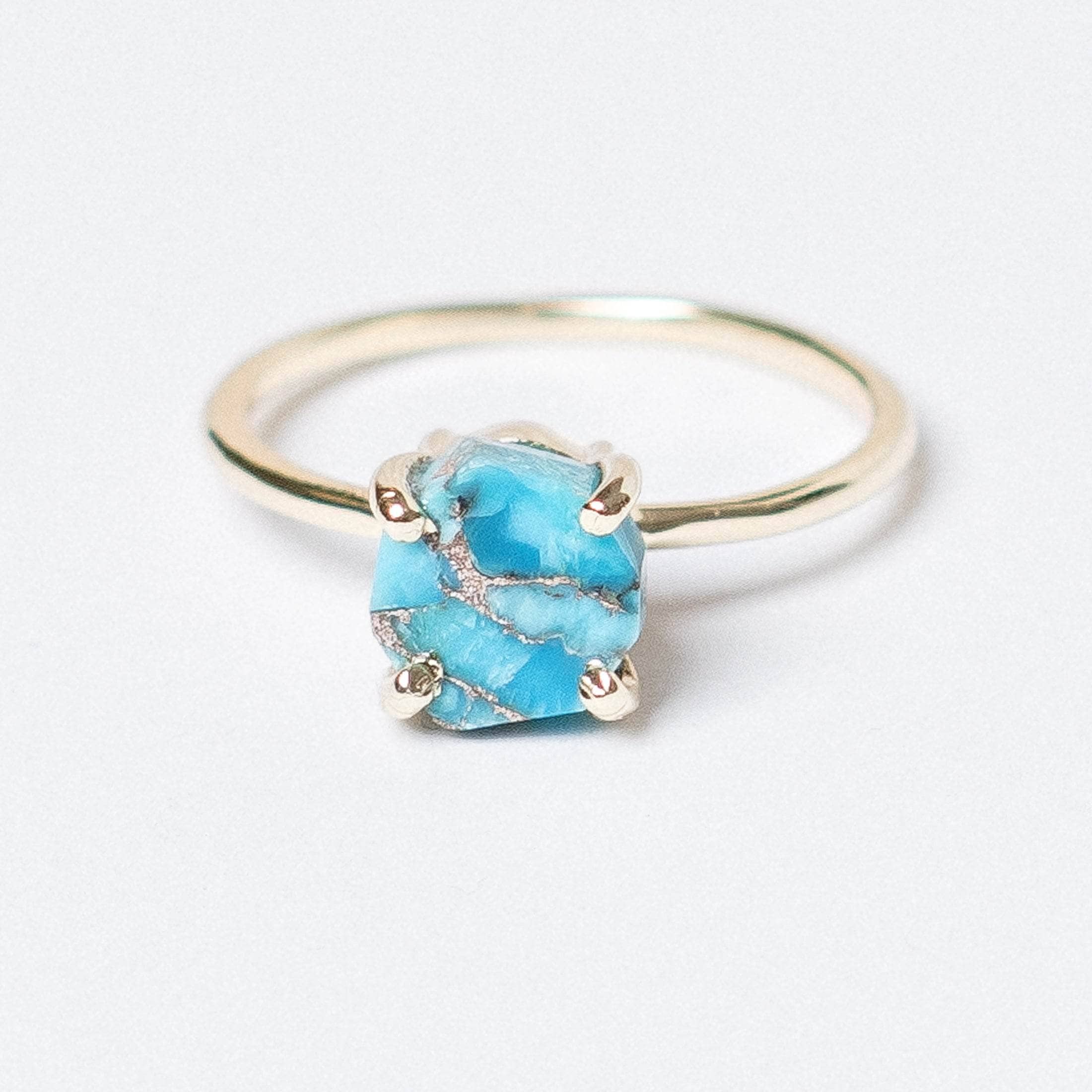 Studio-Session-6778 Natural Turquoise Raw Freeform Gold or Silver Ring - Image 1