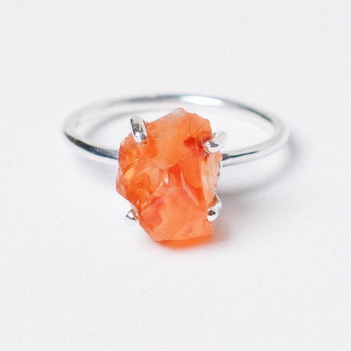 Carnelian Raw Freeform Gold or Silver Ring - Image 5