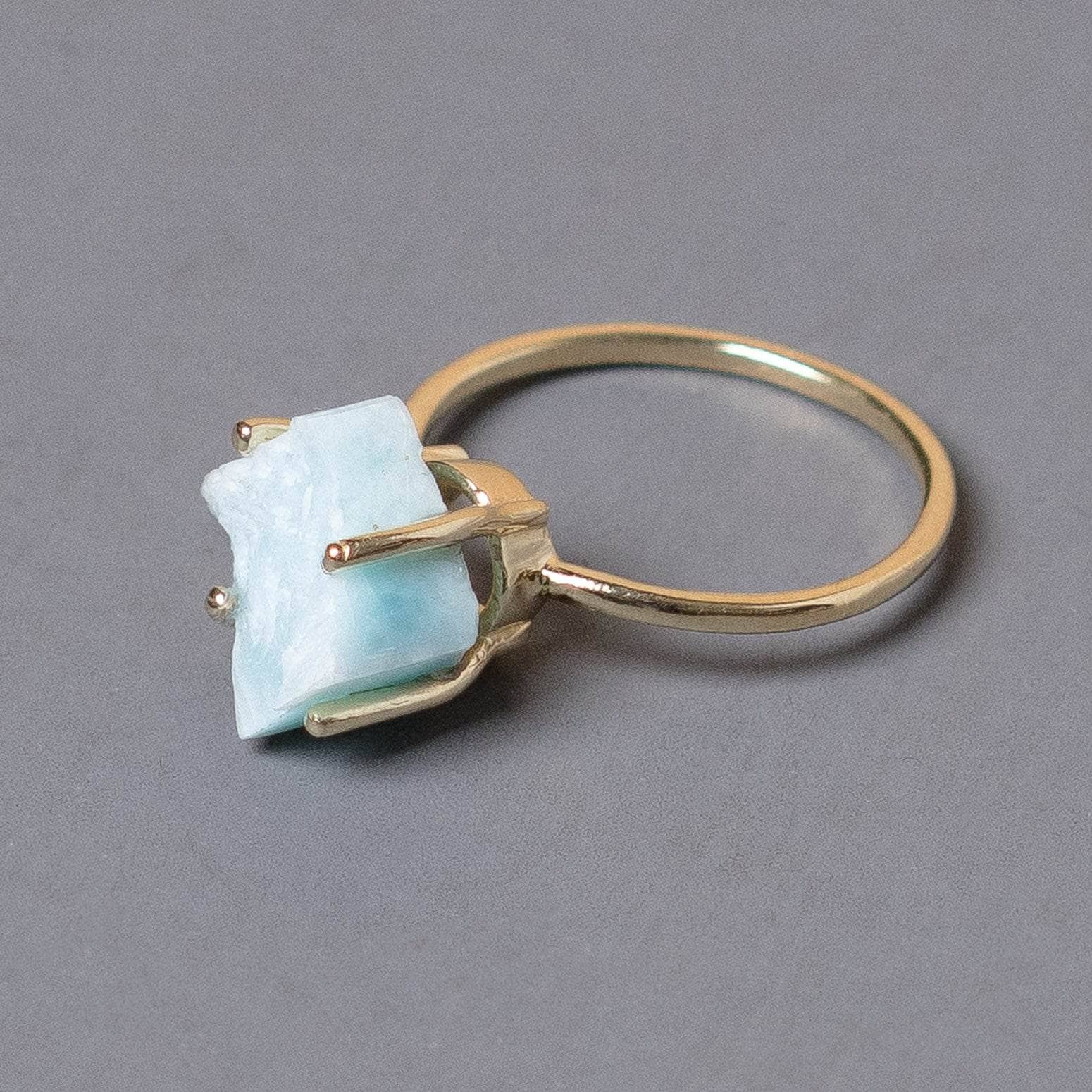 Studio-Session-6820 Rare Genuine Larimar Raw Freeform Gold or Silver Ring - Image 9