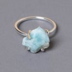 Rare Genuine Larimar Raw Freeform Gold or Silver Ring - Image 4